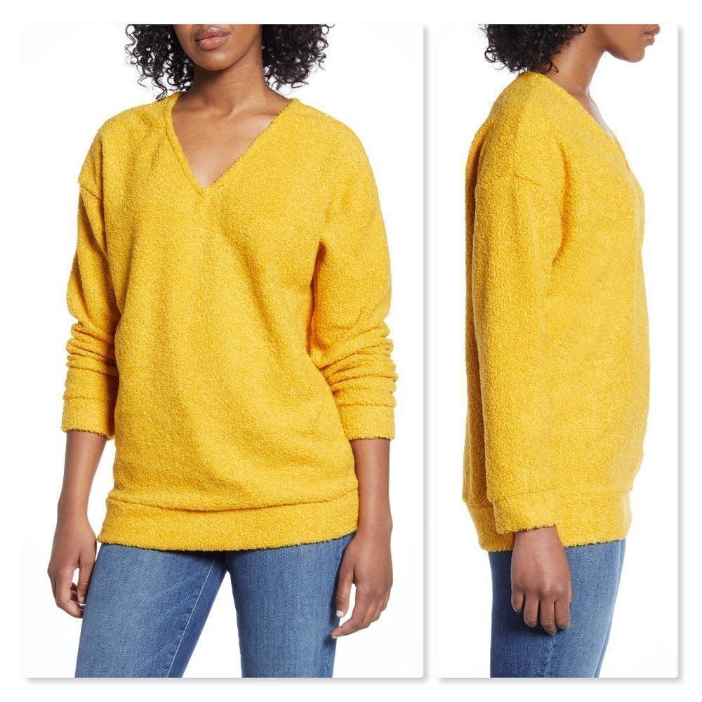 Caslon Faux Shearling Teddy Sweater sz Medium